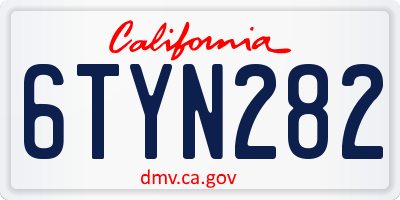 CA license plate 6TYN282