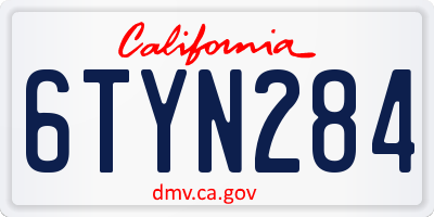 CA license plate 6TYN284