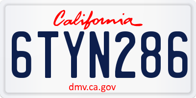 CA license plate 6TYN286