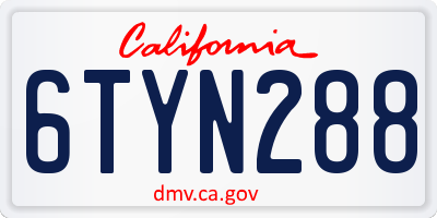 CA license plate 6TYN288
