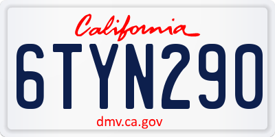 CA license plate 6TYN290