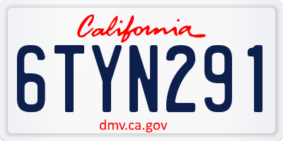 CA license plate 6TYN291