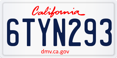 CA license plate 6TYN293