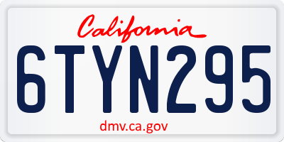 CA license plate 6TYN295