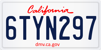CA license plate 6TYN297