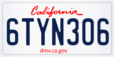 CA license plate 6TYN306