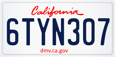 CA license plate 6TYN307