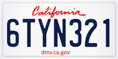 CA license plate 6TYN321