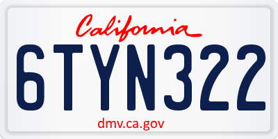CA license plate 6TYN322