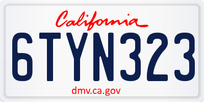 CA license plate 6TYN323