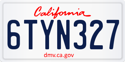 CA license plate 6TYN327