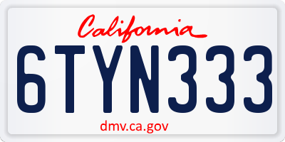 CA license plate 6TYN333