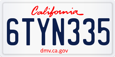 CA license plate 6TYN335