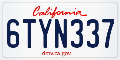 CA license plate 6TYN337