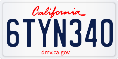 CA license plate 6TYN340