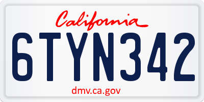CA license plate 6TYN342