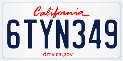 CA license plate 6TYN349