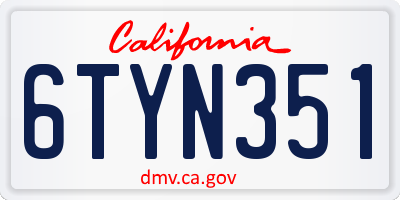 CA license plate 6TYN351