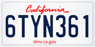 CA license plate 6TYN361