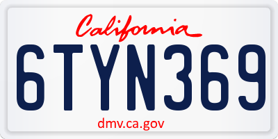 CA license plate 6TYN369