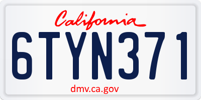 CA license plate 6TYN371