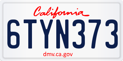 CA license plate 6TYN373