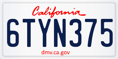 CA license plate 6TYN375