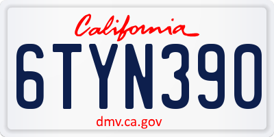 CA license plate 6TYN390