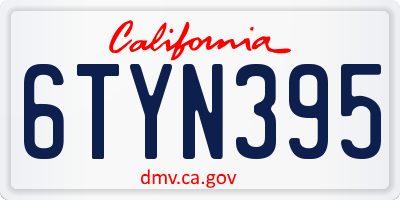 CA license plate 6TYN395