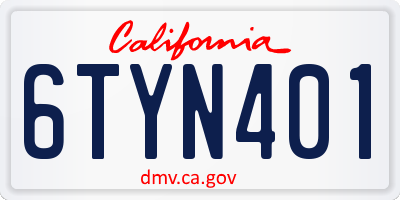 CA license plate 6TYN401