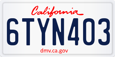 CA license plate 6TYN403