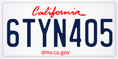 CA license plate 6TYN405