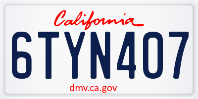 CA license plate 6TYN407