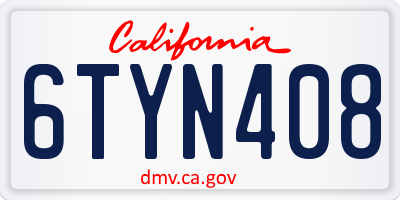 CA license plate 6TYN408
