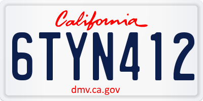 CA license plate 6TYN412