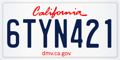 CA license plate 6TYN421