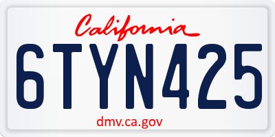 CA license plate 6TYN425