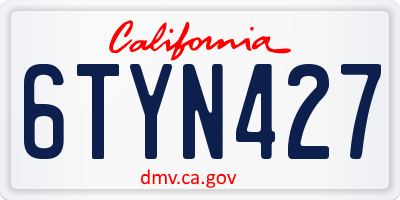 CA license plate 6TYN427