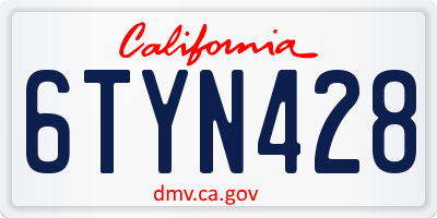 CA license plate 6TYN428
