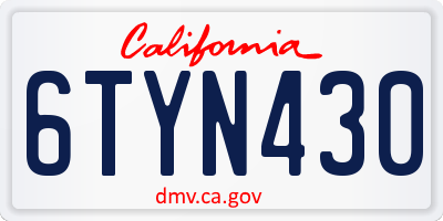 CA license plate 6TYN430