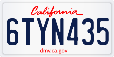 CA license plate 6TYN435
