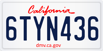 CA license plate 6TYN436