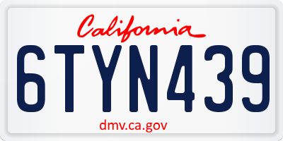 CA license plate 6TYN439