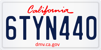 CA license plate 6TYN440