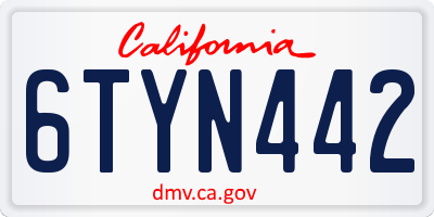 CA license plate 6TYN442