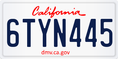 CA license plate 6TYN445
