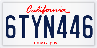 CA license plate 6TYN446