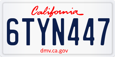 CA license plate 6TYN447