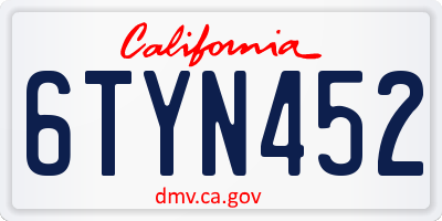 CA license plate 6TYN452