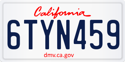 CA license plate 6TYN459